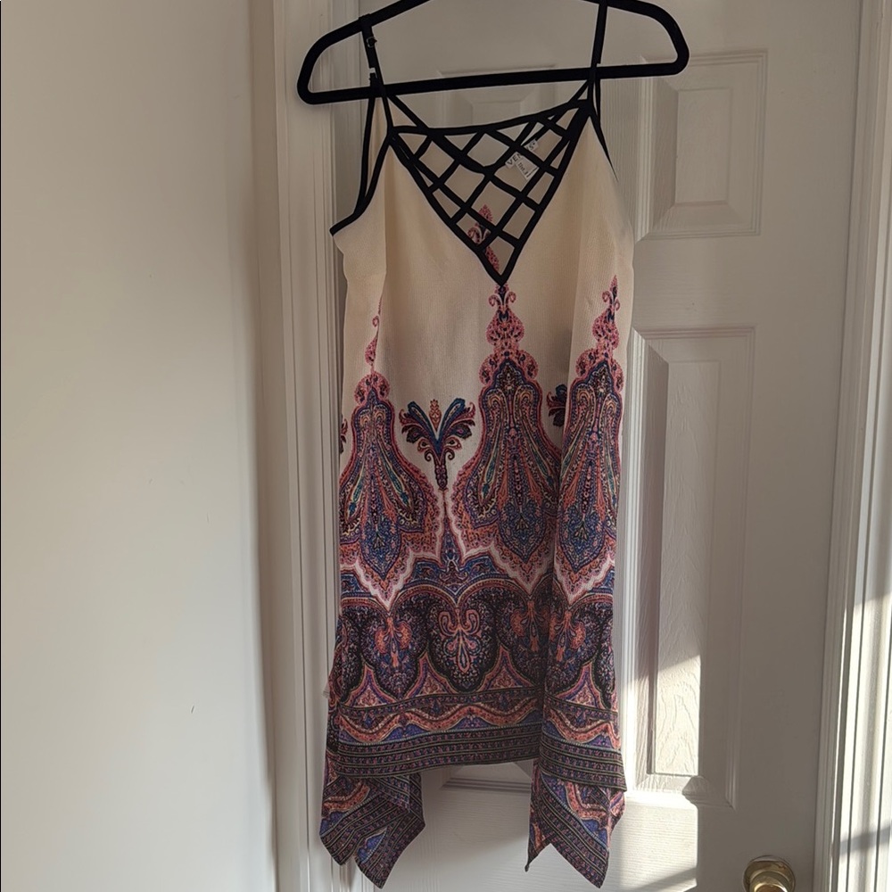 Venus Bohemian Sleeveless Dress with Crisscross Detail